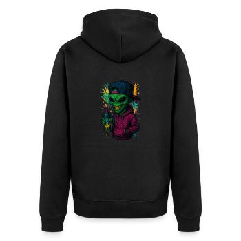 ALIEN THUG - Graffiti - Unisex Premium Organic Zip Hoodie - black - Back - Nico (187cm)