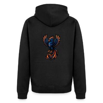 Phoenix – Feurige Wiedergeburt | Urbanes Zodiac-Maskottchen - Unisex Premium Bio Zip Hoodie - Schwarz - Hinten - Nico (187cm)
