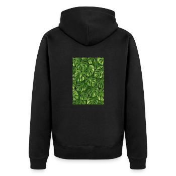 Monstera - Unisex Premium Bio Zip Hoodie - Schwarz - Hinten - Nico (187cm)