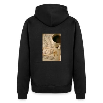 Buch und Kaffee - Unisex Premium Bio Zip Hoodie - Schwarz - Hinten - Nico (187cm)