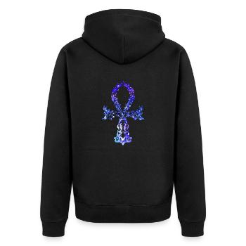 Ankh Cosmique - Version Indigo - Veste à capuche bio Premium Unisexe - noir - Dos - Nico (187cm)