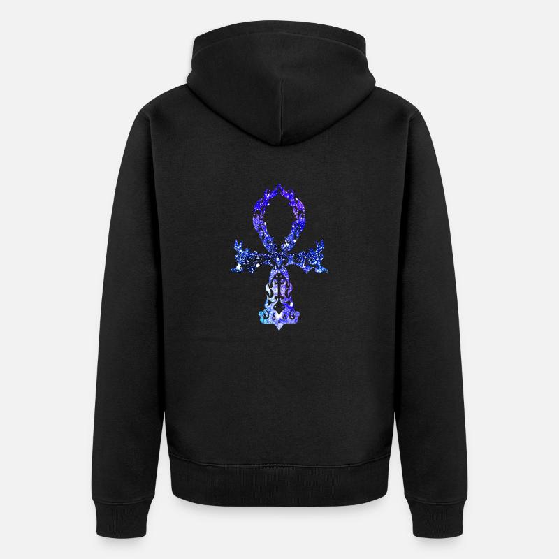 Ankh Cosmique - Version Indigo - Veste à capuche bio Premium Unisexe - noir