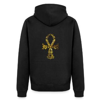 Ankh cosmique - Version Or - Veste à capuche bio Premium Unisexe - noir - Dos - Nico (187cm)
