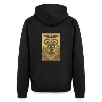Greek caduceus Hermes archaeology snake ruin site - Unisex Premium Organic Zip Hoodie - black - Back - Nico (187cm)