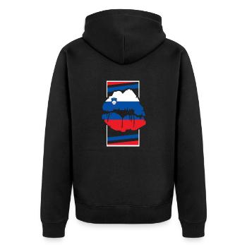 Slowenien - Unisex Premium Bio Zip Hoodie - Schwarz - Hinten - Nico (187cm)