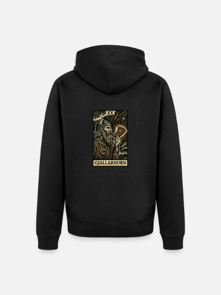 Gjallarhorn – Ragnarökin sarvi Viikinkien tarot-taide - Premium økologisk unisex-hættejakke - sort