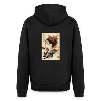 Art floral de l’encre Geisha - Veste à capuche bio Premium Unisexe - noir - Dos - Nico (187cm)