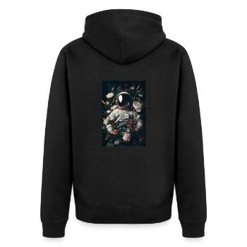 Astronaute en fleurs - Veste à capuche bio Premium Unisexe - noir - Dos - Nico (187cm)