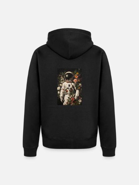 Cosmic Bloom Explorer - Unisex Premium Organic Zip Hoodie - black