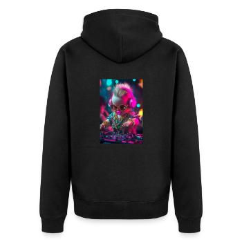 DJ Baby Droppin' Beats - Unisex Premium Bio Zip Hoodie - Schwarz - Hinten - Nico (187cm)