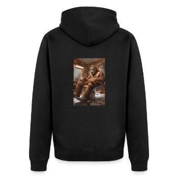 Sasquatch at the Barber Shop - Unisex Premium Organic Zip Hoodie - black - Back - Nico (187cm)