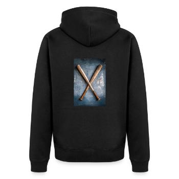 Classic Baseball Bats Crossed - Unisex Premium Organic Zip Hoodie - black - Back - Nico (187cm)