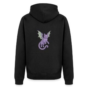 Katzendrache - Unisex Premium Bio Zip Hoodie - Schwarz - Hinten - Nico (187cm)