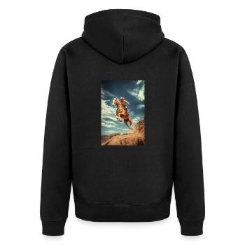 Cowboy Cliff Jump - Unisex Premium Organic Zip Hoodie - black - Back - Nico (187cm)
