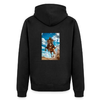 Epic Cowboy Jump - Unisex Premium Organic Zip Hoodie - black - Back - Nico (187cm)