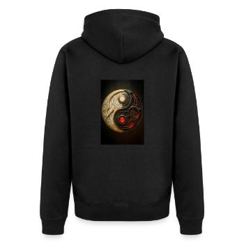 Cyber Yin Yang Gleichgewicht - Unisex Premium Bio Zip Hoodie - Schwarz - Hinten - Nico (187cm)