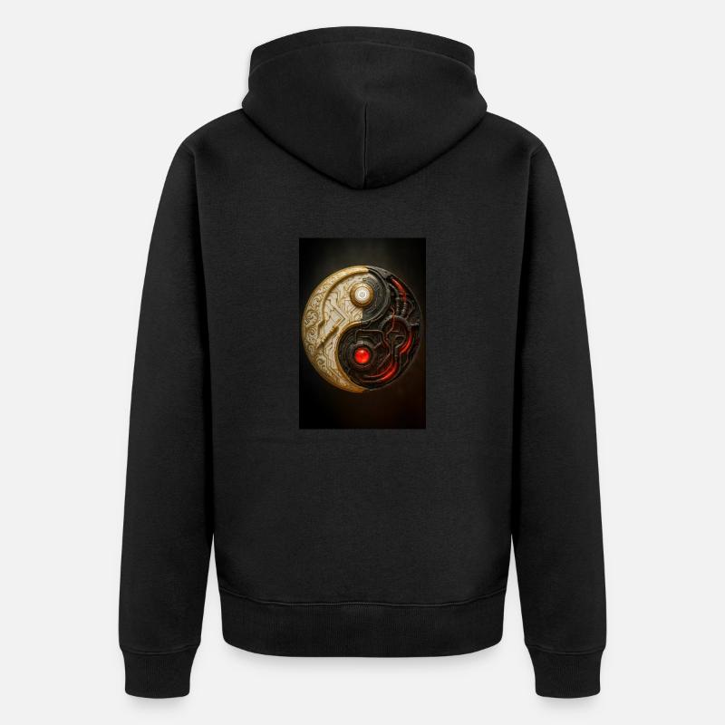 Équilibre Cyber Yin Yang - Veste à capuche bio Premium Unisexe - noir