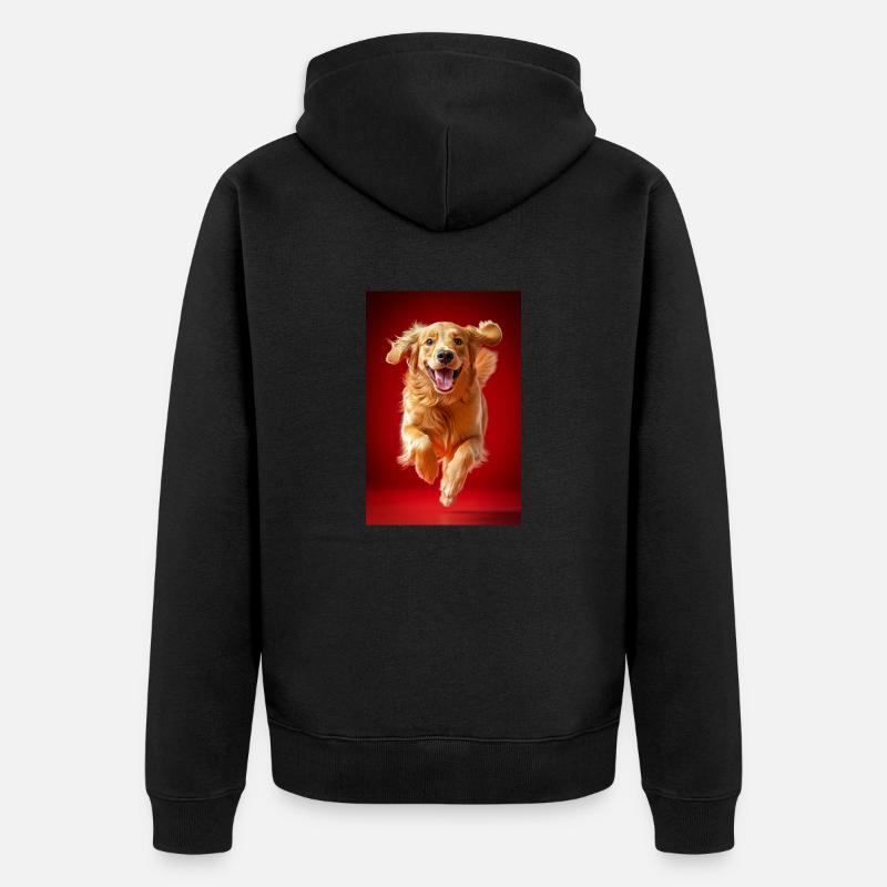 Fliegende goldene Freude - Unisex Premium Bio Zip Hoodie - Schwarz