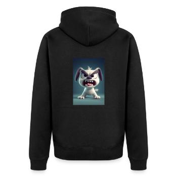 Grumpy Cartoon Dog Rage Mode - Unisex Premium Organic Zip Hoodie - black - Back - Nico (187cm)
