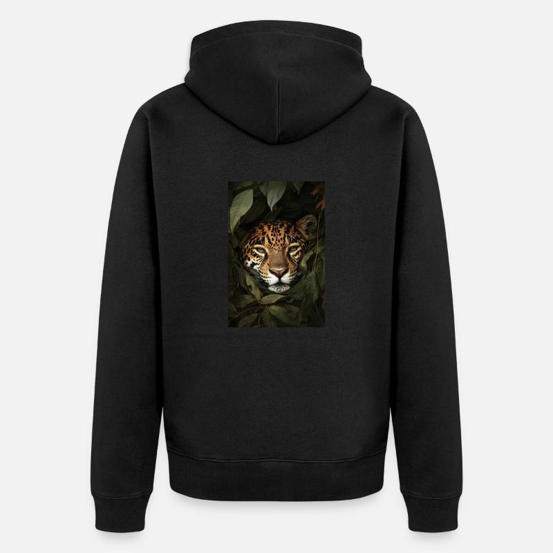 Jaguar caché dans la jungle - Veste à capuche bio Premium Unisexe - noir