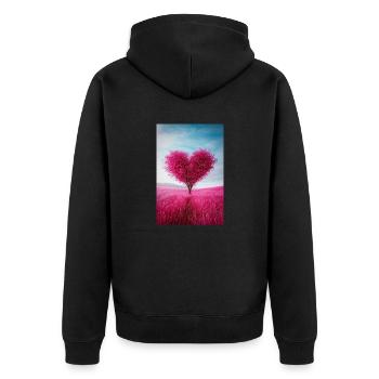 Herzförmiger Baum der Liebe - Unisex Premium Bio Zip Hoodie - Schwarz - Hinten - Nico (187cm)