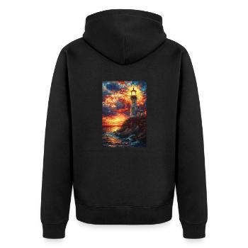 Vitrail phare coucher de soleil - Veste à capuche bio Premium Unisexe - noir - Dos - Nico (187cm)
