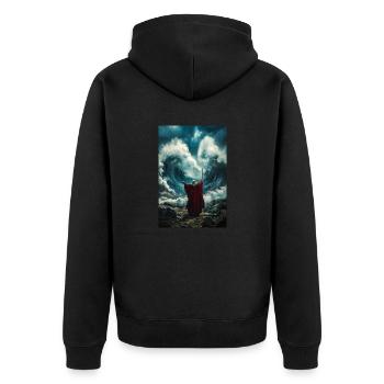 Divine Force Splits the Sea - Unisex Premium Organic Zip Hoodie - black - Back - Nico (187cm)