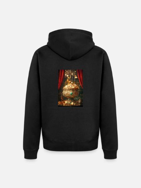 Royal Treasure Overflowing - Unisex Premium Organic Zip Hoodie - black