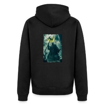 Der dunkle Totenbeschwörer erhebt sich - Unisex Premium Bio Zip Hoodie - Schwarz - Hinten - Nico (187cm)
