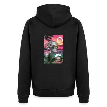 Cyber Tropic Surreal Dream - Unisex Premium Organic Zip Hoodie - black - Back - Nico (187cm)
