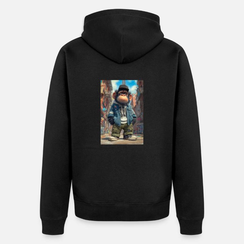 Singe urbain avec style urbain - Veste à capuche bio Premium Unisexe - noir