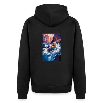 Whitewater Canyon Nervenkitzel Fahrt - Unisex Premium Bio Zip Hoodie - Schwarz - Hinten - Nico (187cm)