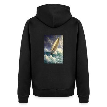 Storm Sail Through Painted Seas - Unisex Premium Organic Zip Hoodie - black - Back - Nico (187cm)