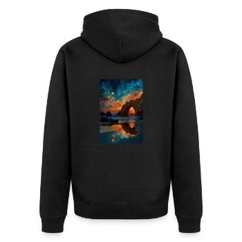 Arche au clair de lune sur l’océan - Veste à capuche bio Premium Unisexe - noir - Dos - Nico (187cm)