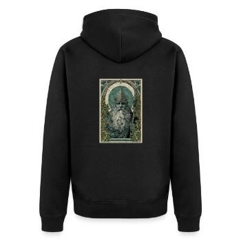 Norse God Art Nouveau Style - Unisex Premium Organic Zip Hoodie - black - Back - Nico (187cm)