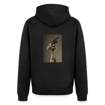 Grumpy Cartoon Bird - Unisex Premium Organic Zip Hoodie - black - Back - Nico (187cm)