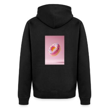 Délice de beignet givré rose - Veste à capuche bio Premium Unisexe - noir - Dos - Nico (187cm)