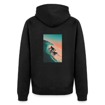 Sunset Wave Surf - Veste à capuche bio Premium Unisexe - noir - Dos - Nico (187cm)