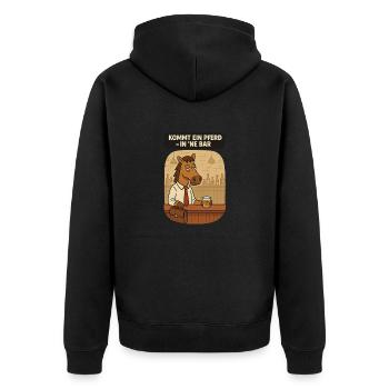 Cheval dans le bar Dicton - Veste à capuche bio Premium Unisexe - noir - Dos - Nico (187cm)