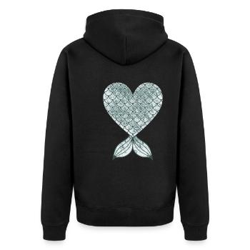 Fischherz-Design für Fisch-Fans - Unisex Premium Bio Zip Hoodie - Schwarz - Hinten - Nico (187cm)