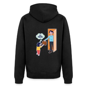 Vatertag Hey Papa Design - Unisex Premium Bio Zip Hoodie - Schwarz - Hinten - Nico (187cm)