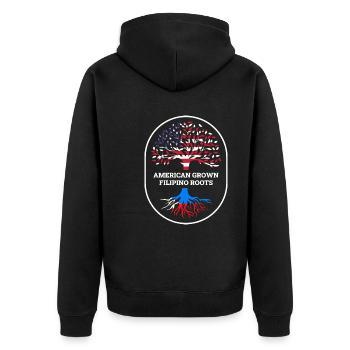 Fil-Am Design für stolze Pinoys - Unisex Premium Bio Zip Hoodie - Schwarz - Hinten - Nico (187cm)