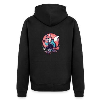 Skater-Fuchs - Unisex Premium Bio Zip Hoodie - Schwarz - Hinten - Nico (187cm)
