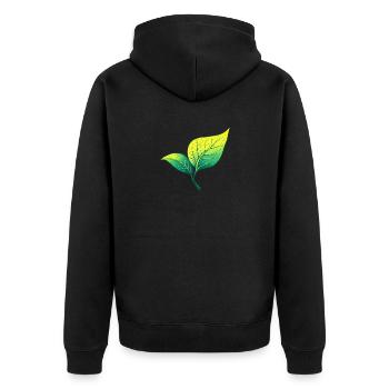 Natur - Unisex Premium Bio Zip Hoodie - Schwarz - Hinten - Nico (187cm)