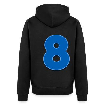 8 - Acht - Unisex Premium Bio Zip Hoodie - Schwarz - Hinten - Nico (187cm)