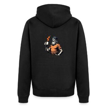 Zeus brews craft coffee! - Unisex Premium Bio Zip Hoodie - Schwarz - Hinten - Nico (187cm)