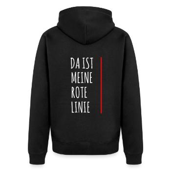 Lustiger Sarkasmus Meine Rote Linie - Unisex Premium Bio Zip Hoodie - Schwarz - Hinten - Nico (187cm)