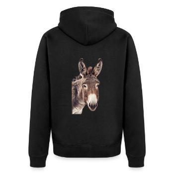 Donkey - Unisex Premium Organic Zip Hoodie - black - Back - Nico (187cm)