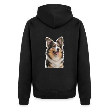 Collie - Unisex Premium Bio Zip Hoodie - Schwarz - Hinten - Nico (187cm)