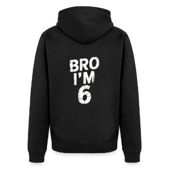 Frère, j’ai 6 ans – Design d’anniversaire cool - Veste à capuche bio Premium Unisexe - noir - Dos - Nico (187cm)